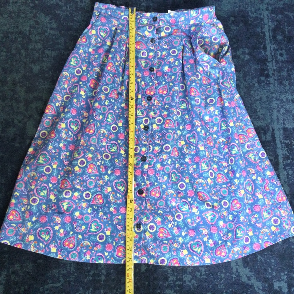 Vintage A-Line Corduroy Skirt 32" Waist Elasticized Pockets Cottagecore